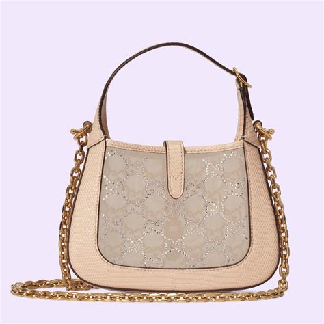 Gucci Lizard Mesh Crystal GG Monogram Mini Jackie 1961 Hobo 